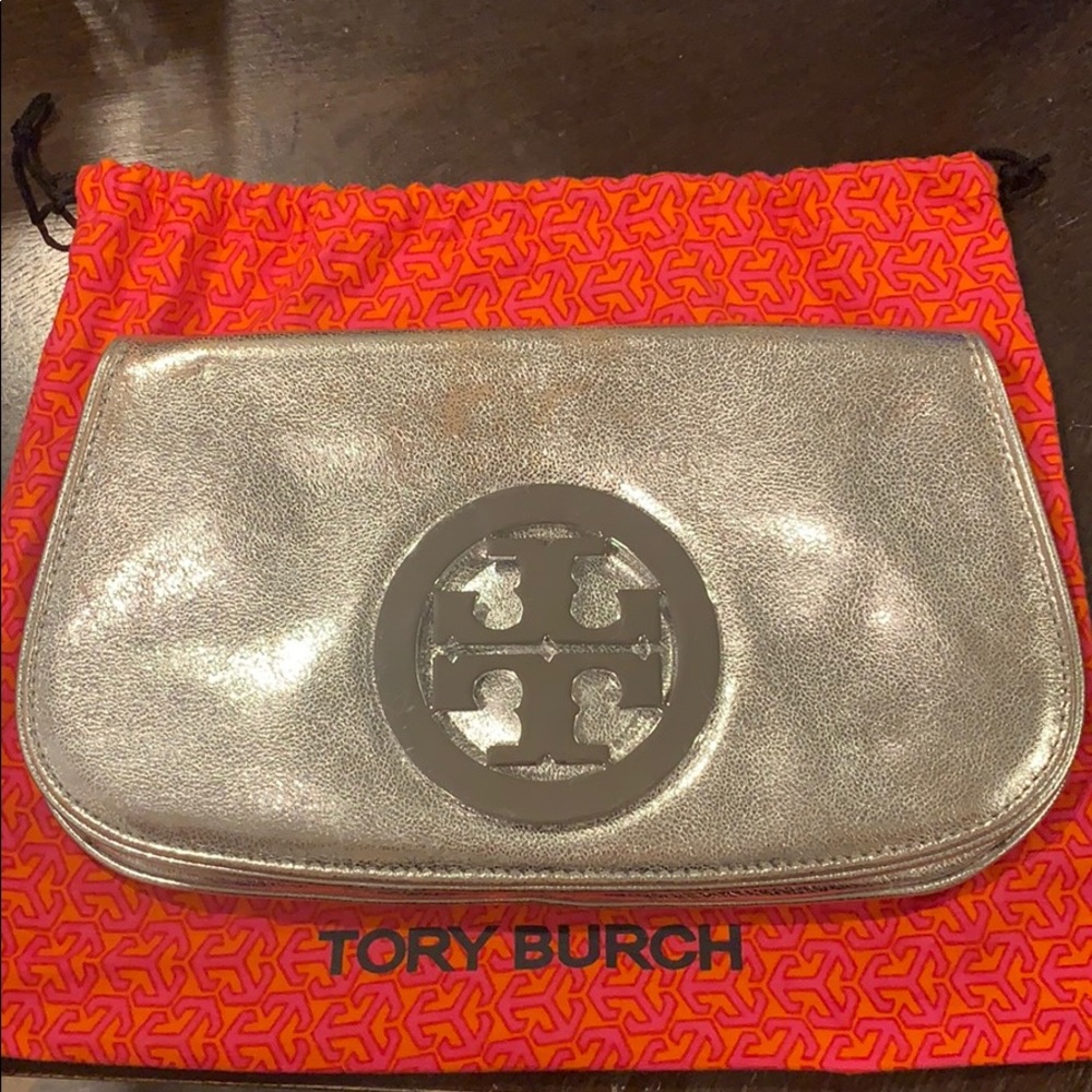 Tory Burch Metallic Reva Clutch/Shoulder bag